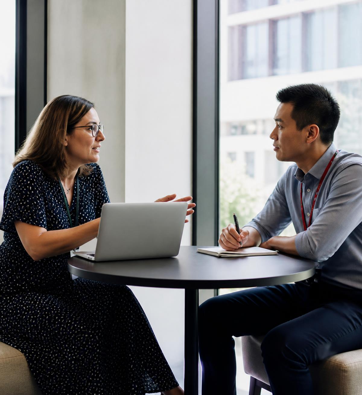 A career advisor working through options with a candidate